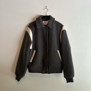 Oak + Fort grey varsity snap button jacket